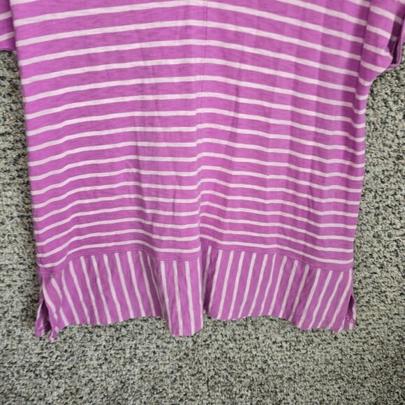 Soft Surroundings Top Womens Small Purple Striped Cuffed Sleeve Cotton Casual - Picture 5 of 7